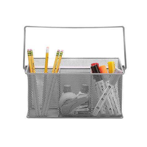 Mind Reader Metal Mesh Basket with Handle, Storage Desk Organizer ...