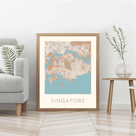 Singapore Map Singapore Poster Singapore Print Map of | Etsy