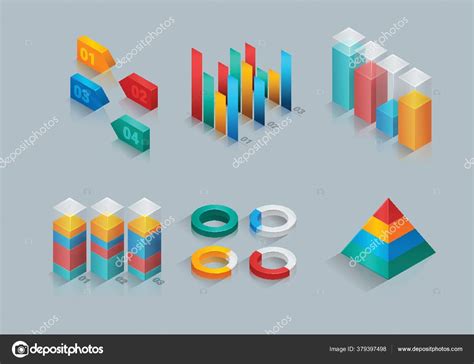 Collection Three Dimensional Graphs Charts Stock Vector Image by ©captainvector #379397498