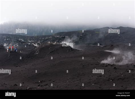 smoke rising from the earth: live volcano near Antigua Guatemala Stock ...