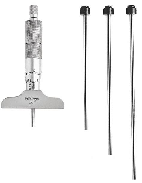 MITUTOYO, 0 in to 4 in Range, +/-0.00015 in Accuracy, Mechanical Depth Micrometer - 36J716|129 ...