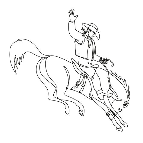 Rodeo Cowboy Riding a Bucking Bronco Continuous Line Drawing 4191926 Vector Art at Vecteezy