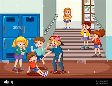 School bullying with student cartoon characters illustration Stock Vector Image & Art - Alamy