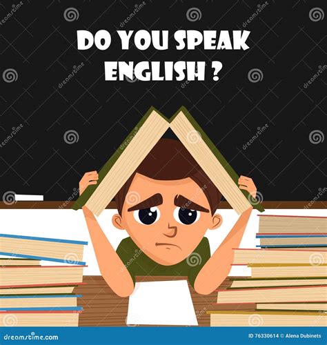 A Cartoon Illustration Of A School Student In English Class. Vector ...