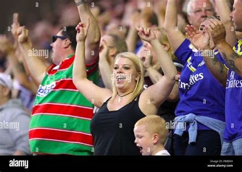 Warrington Wolves fans in the stands Stock Photo - Alamy