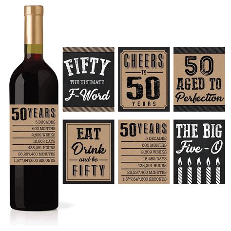 50th birthday wine labels wine stickers printable wine etsy - 50th ...