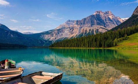 lake, Emerald, Summer, Mountain, Forest, Water, Boat, Nature, Landscape ...