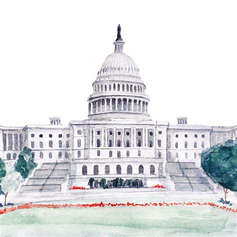 USA Capitol Building Art Print Illustration Wall Art Print - Etsy