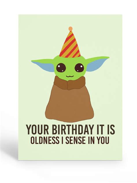 Star wars, baby Yoda happy birthday card | Yoda happy birthday, Cool birthday cards, Yoda card