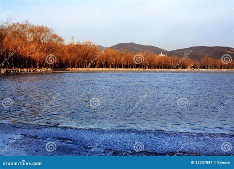 Summer palace in winter stock photo. Image of leaves - 23557884