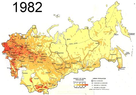 Population density of the Soviet Union, 1982 vs... - Maps on the Web
