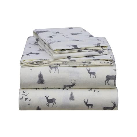 EnvioHome 160 GSM Cotton Flannel Sheet Set - Twin XL, Flannel Deer ...