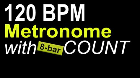 [Metronome] 120 BPM 4/4 8-bar Count for 1 Hour (Practice, Improvise ...