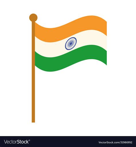 Happy independence day india flag in pole Vector Image