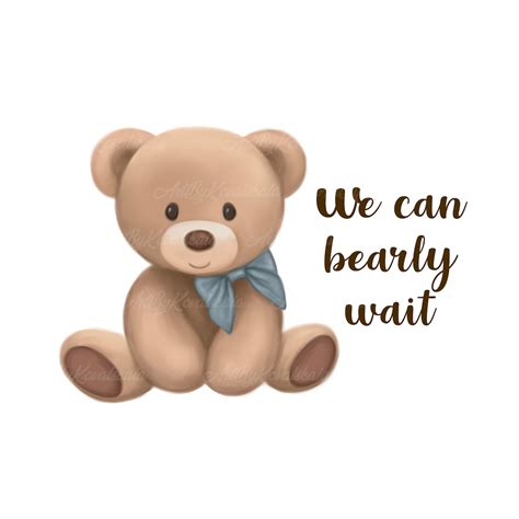 Teddy Bear Clipart, We Can Bearly Wait, PNG, Baby Shower, PNG, Digital ...