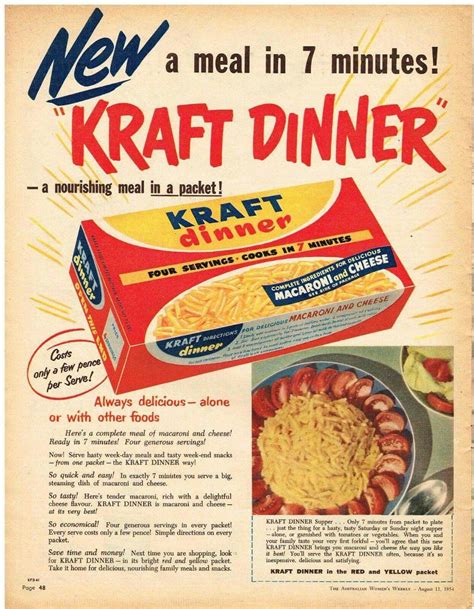 Kraft Dinner ~ Australia 1954. | Anuncios retros, Recetas de comidas ...