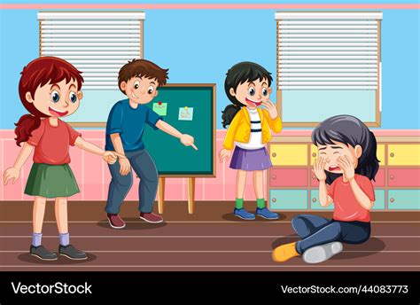 School bullying with student cartoon characters Vector Image