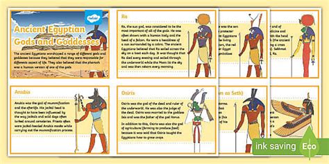 LKS2 Ancient Egyptian Gods and Goddesses Fact Cards - Twinkl