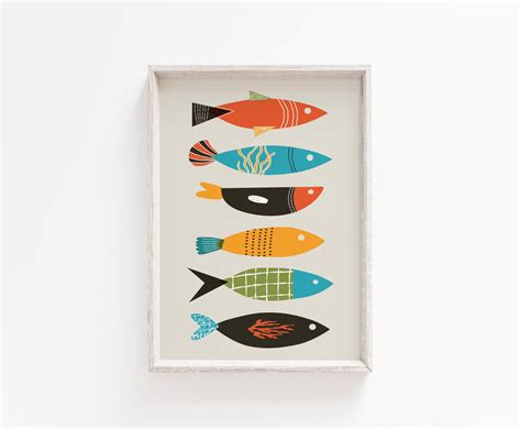 Fish Print Wall Art Wall Art Print Fish Wall Art Mid - Etsy