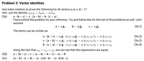 Solved Problem 3: Vector identities Use index notation to | Chegg.com