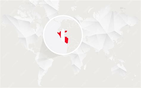 Premium Vector | Peru map with flag in contour on white polygonal world map