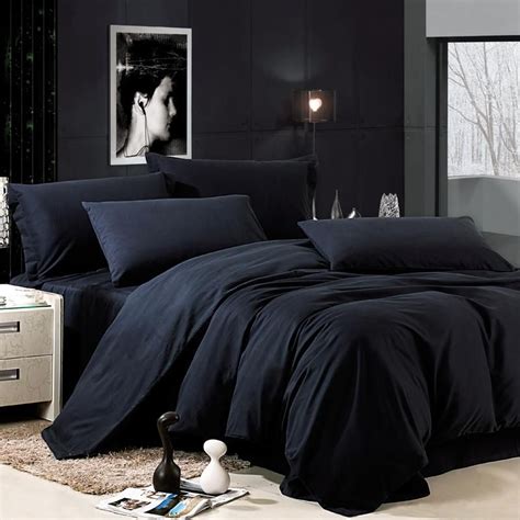 Luxury All Black Solid Pure Color Simply Shabby Chic Damask Full, Queen Size Bedding Sets ...