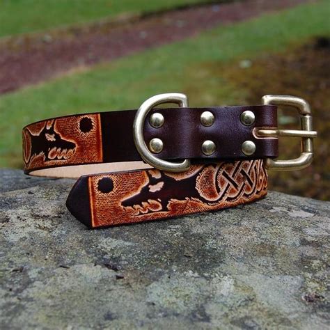 Original Celtic designed Leather Dog Collar