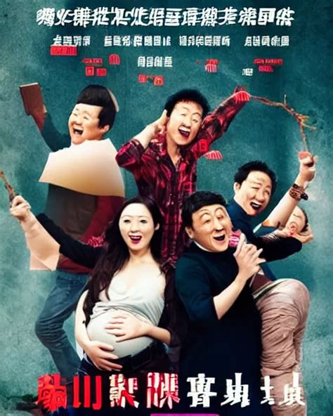 Poster for a Chinese comedy movie about a pregnant man | Stable Diffusion