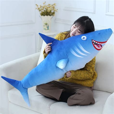 Soft Plush Stuffed Animal Shark Funny toys Dolls blue Plush Toys High Quality For Boys Birthday ...