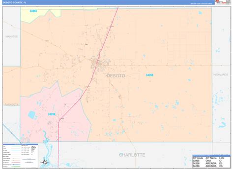 DeSoto County, FL Wall Map Color Cast Style by MarketMAPS - MapSales