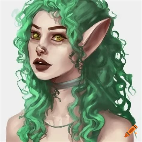 Female firblog character with light grey fur and curly green hair
