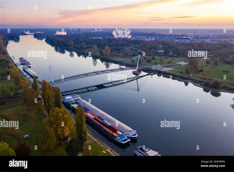 Kehl, Germany - October 29, 2021: Bridge Of Two Banks Over River Rhine ...