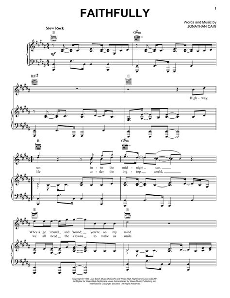 Journey "Faithfully" Sheet Music Notes, Chords | Keyboard Transcription ...