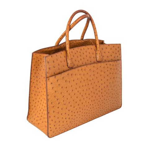 Hermès // Brown Ostrich Leather Bag // Pre-Owned - Pre-Owned Designer Bags & Accessories - Touch ...