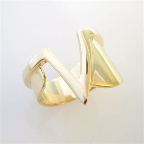 Items similar to Gold Lightning Bolt Ring on Etsy