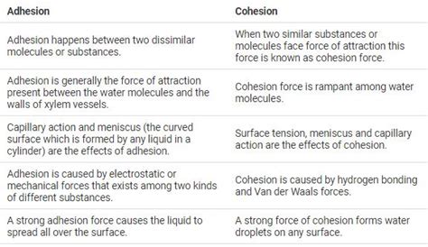 Difference between cohesion force and adhesion force? | EduRev Class 9 ...