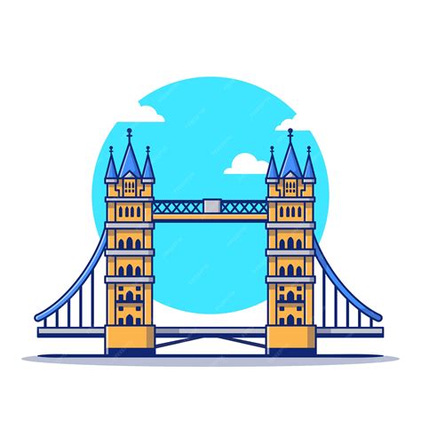 Premium Vector | London Bridge Cartoon Icon Illustration. Famous Building Traveling Icon Concept ...