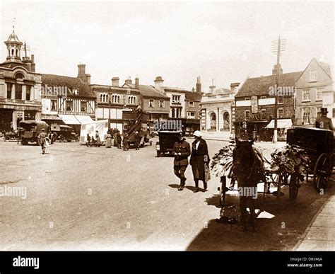 Hitchin Market Place probably 1920s Stock Photo - Alamy