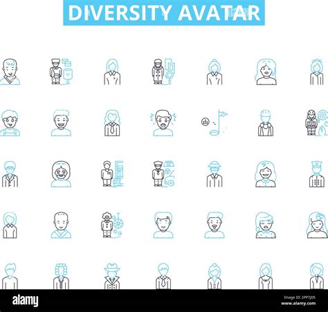 Diversity avatar linear icons set. Inclusivity, Representation, Identity, Equality, Culture ...