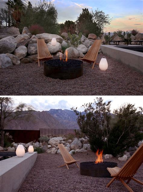 This Renovated Mid-Century Modern Ranch House Is Surrounded By Mountains And Desert | Fire pit ...