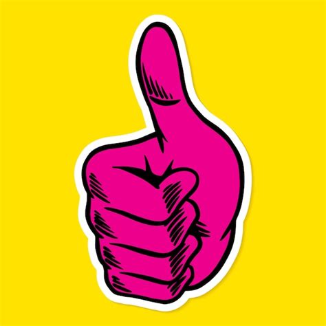 Free Vector | Magenta pink thumbs up sticker overlay with a white border