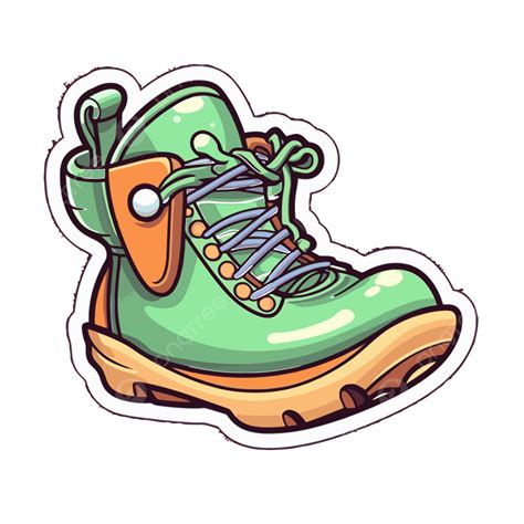 Cartoon Hiking Boots Sticker On The Black Background Clipart Vector ...