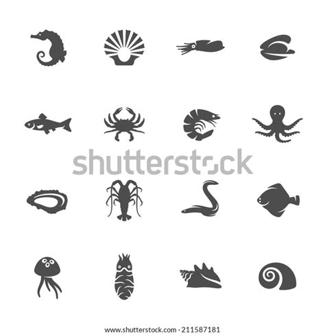 Sea Life Icons Stock Vector (Royalty Free) 211587181