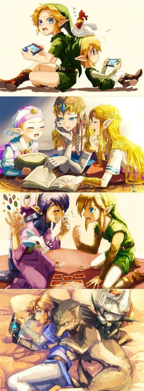 Legend of Zelda game crossover art > Link, Princess Zelda, Ravio, Wolf Link, Midna | nnc_o_nnc ...