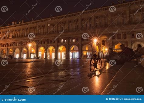 Piazza Maggiore at night editorial photo. Image of urban - 108124646