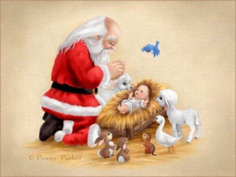 Santa and Baby Jesus Wallpaper - WallpaperSafari