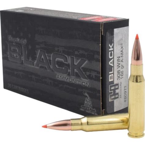 Bullseye North | Hornady BLACK Ammo 308 Winchester 168gr A-MAX - Box of 20