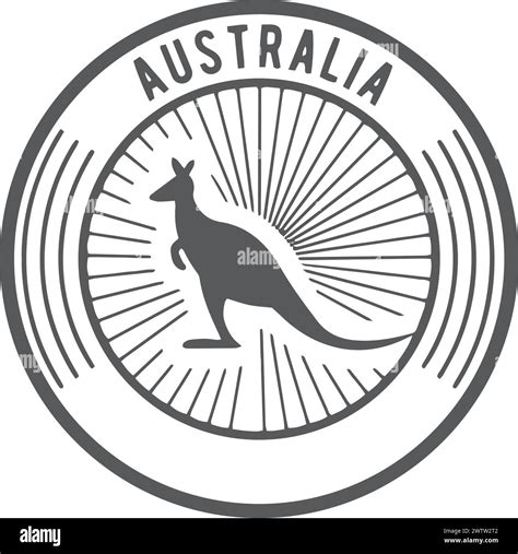 Australia round label. Black kangaroo travel sticker Stock Vector Image ...