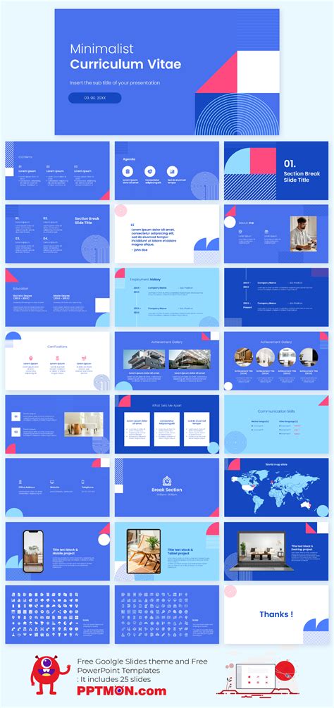 Minimalist CV Free PowerPoint Template and Google Slides Theme – presentation by PPTMONFeatures ...