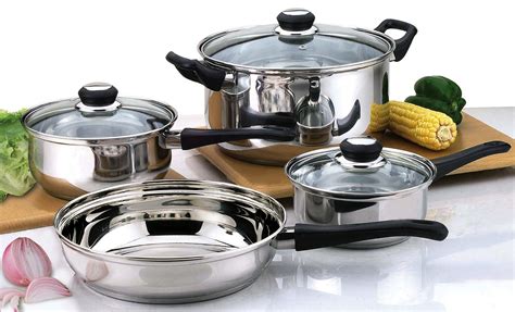 7 - Piece Stainless Steel Cookware Set | Cookware set stainless steel, Stainless steel cookware ...